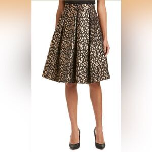Eliza J Black and Gold Animal Print A-Line Skirt Size 4